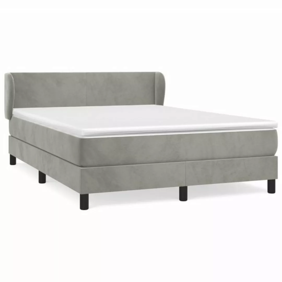 furnicato Bett Boxspringbett mit Matratze Hellgrau 140x200 cm Samt (1-tlg) günstig online kaufen