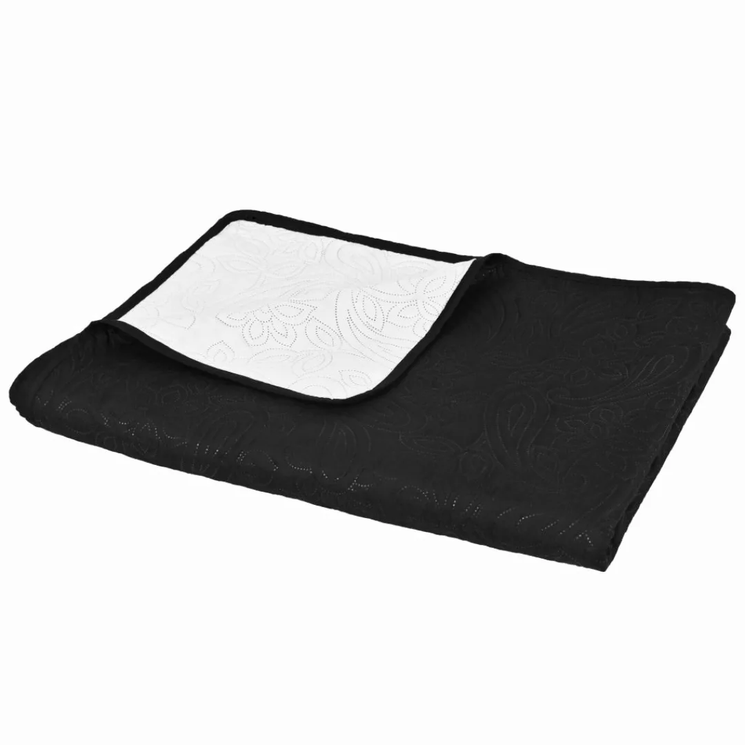 Zweiseitige Tagesdecke Gesteppt 170 X 210 Cm Schwarz Und Weiß günstig online kaufen