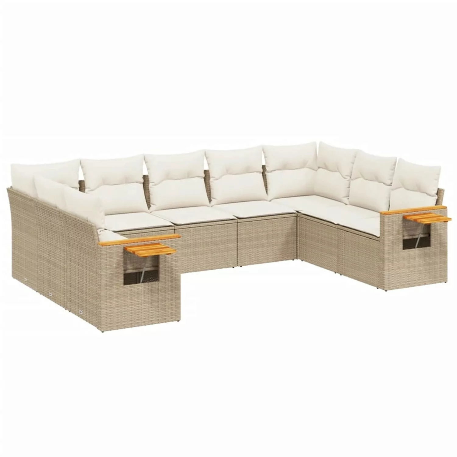 vidaXL 9-tlg Garten-Sofagarnitur mit Kissen Beige Poly Rattan Modell 102 günstig online kaufen