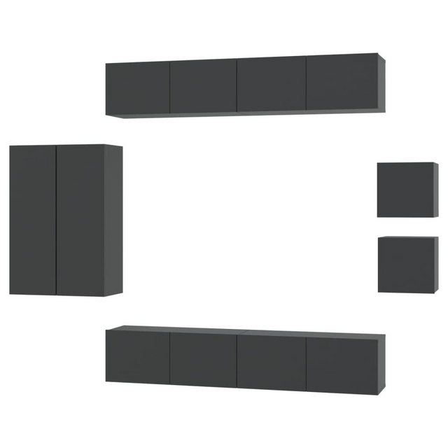 furnicato TV-Schrank 8-tlg. TV-Schrank-Set Schwarz Holzwerkstoff (1-St) günstig online kaufen