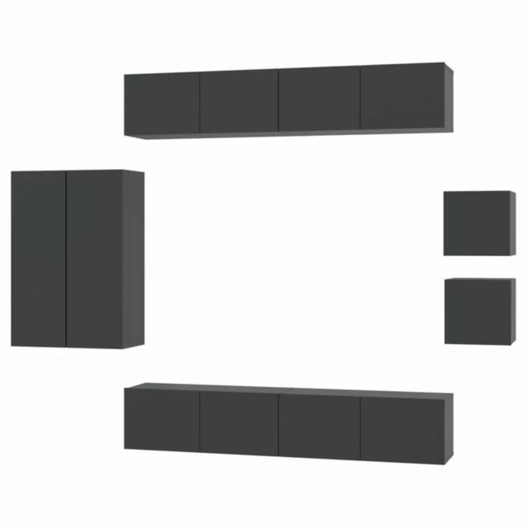 furnicato TV-Schrank 8-tlg. TV-Schrank-Set Schwarz Holzwerkstoff (1-St) günstig online kaufen