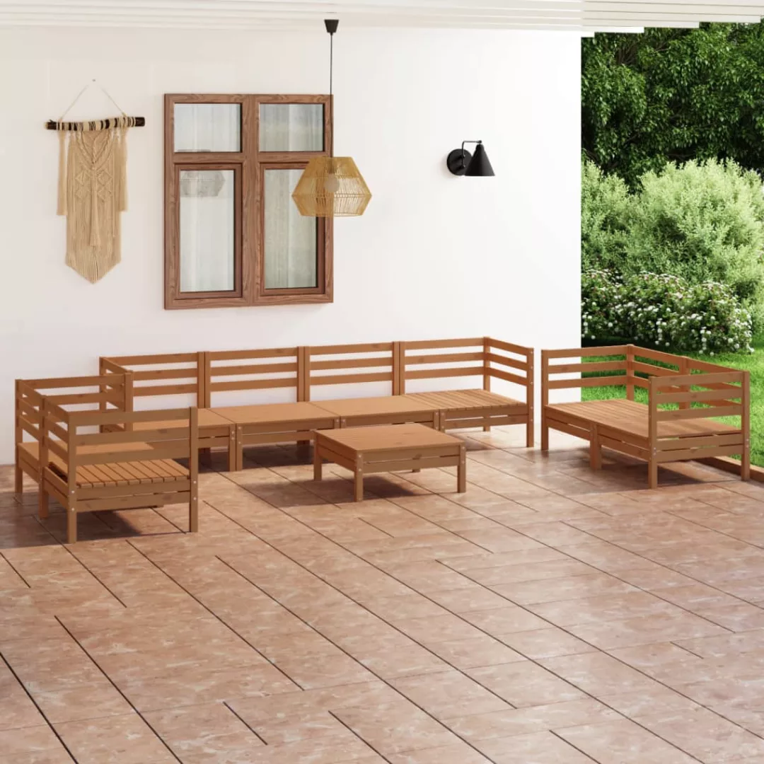 9-tlg. Garten-lounge-set Honigbraun Massivholz Kiefer günstig online kaufen