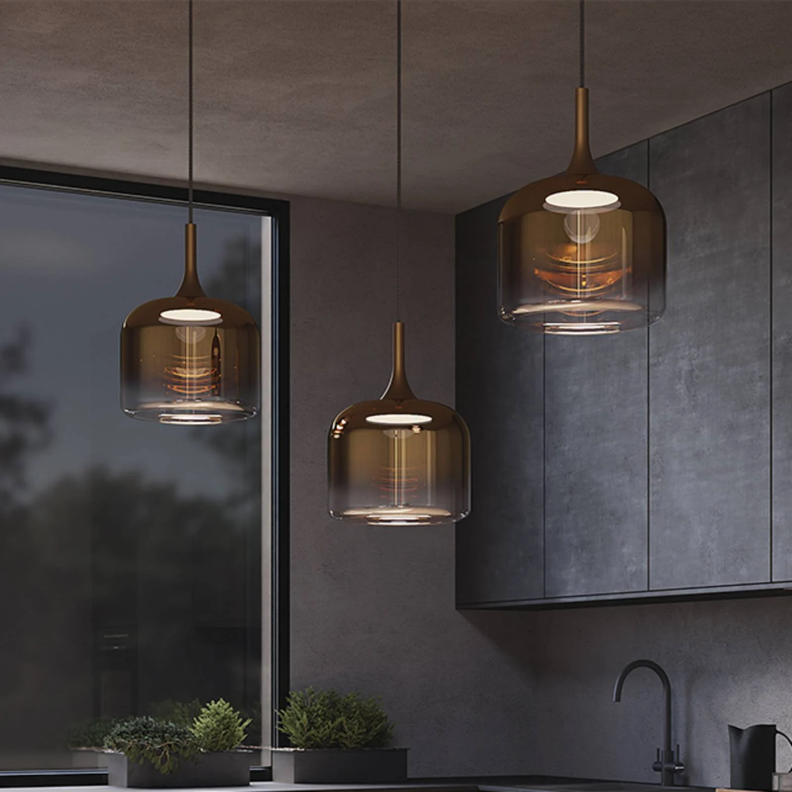 Maytoni LED-Hängeleuchte Spirito, gold, Glas, Ø 26 cm günstig online kaufen