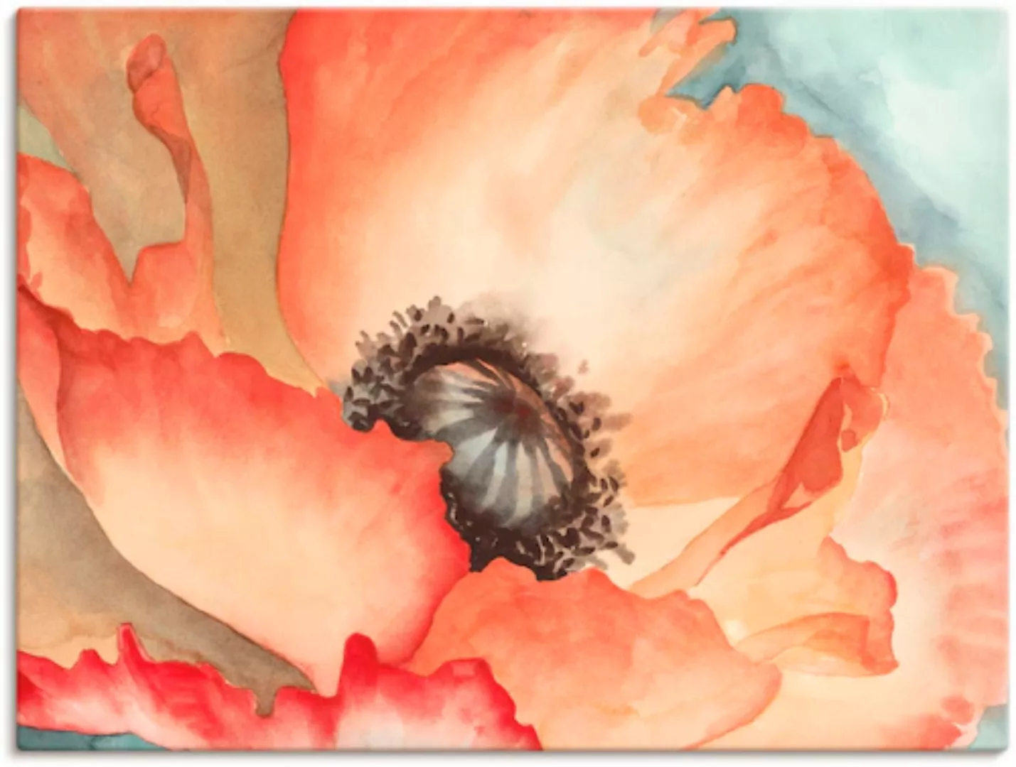 Artland Wandbild "Wasserfarben Mohn II", Blumen, (1 St.), als Leinwandbild günstig online kaufen