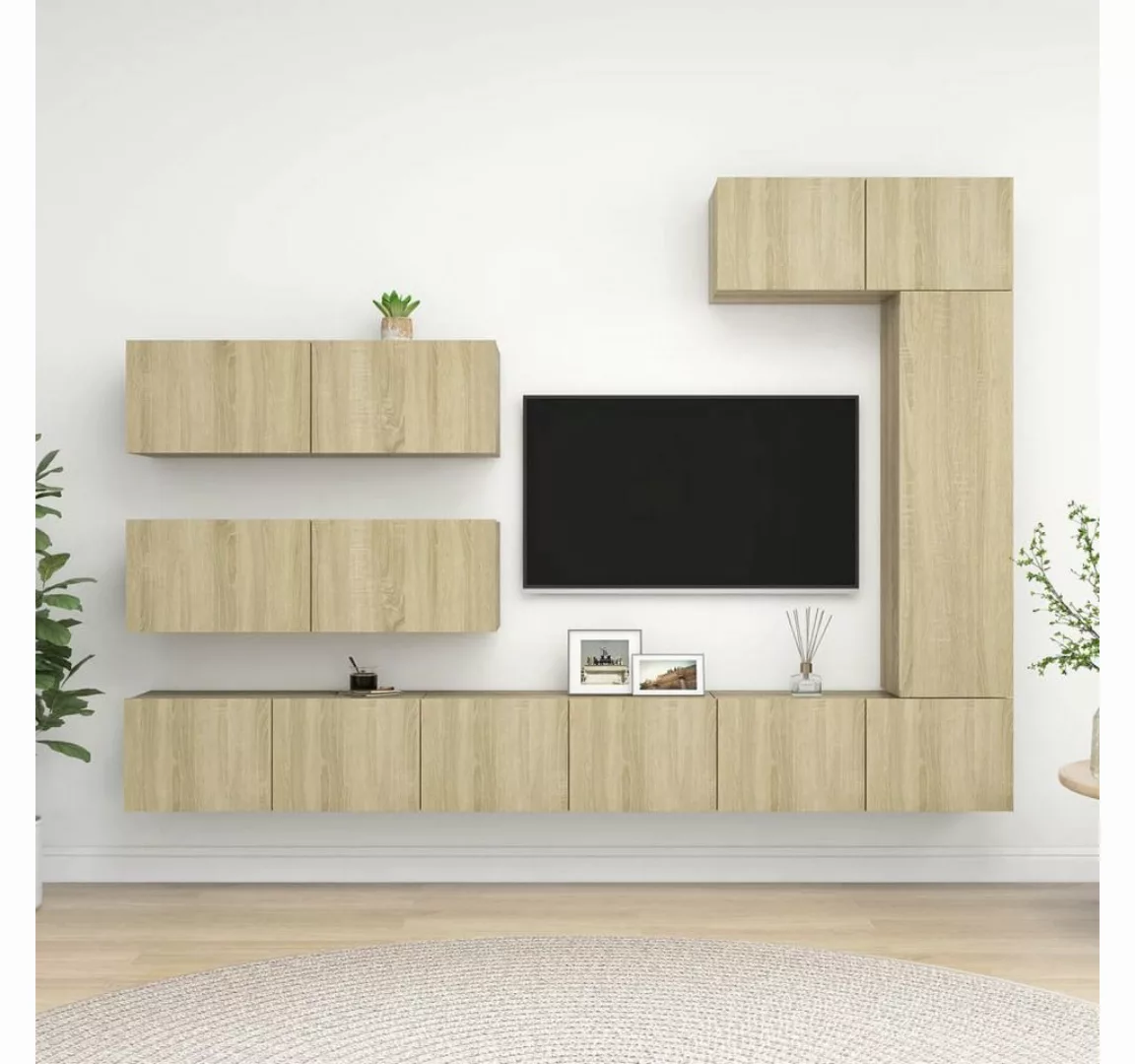 furnicato TV-Schrank 7-tlg. TV-Schrank-Set Sonoma-Eiche Holzwerkstoff günstig online kaufen