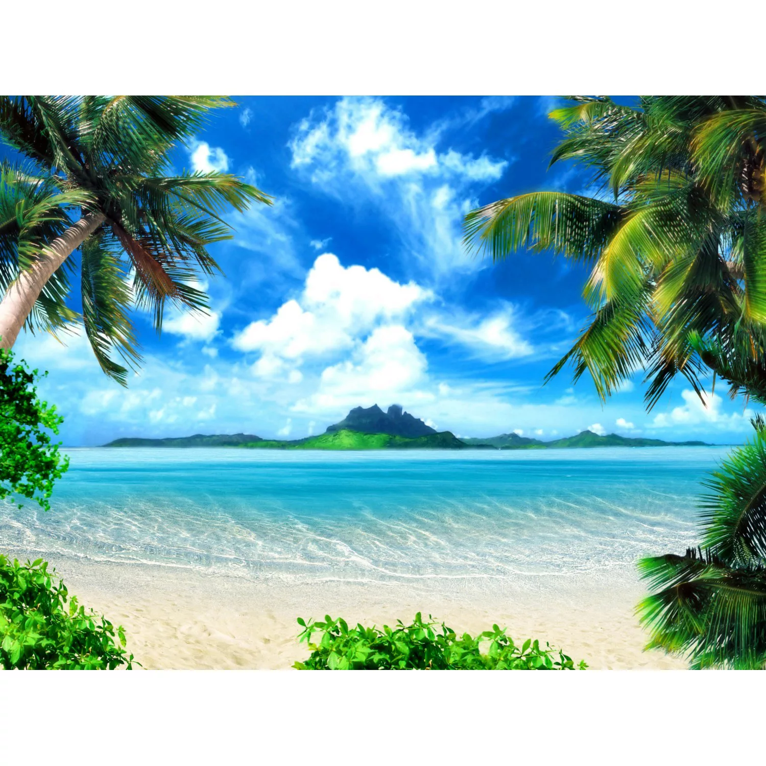 Sanders & Sanders Fototapete Strand-Motiv Blau und Grün 180 x 127 cm 600341 günstig online kaufen