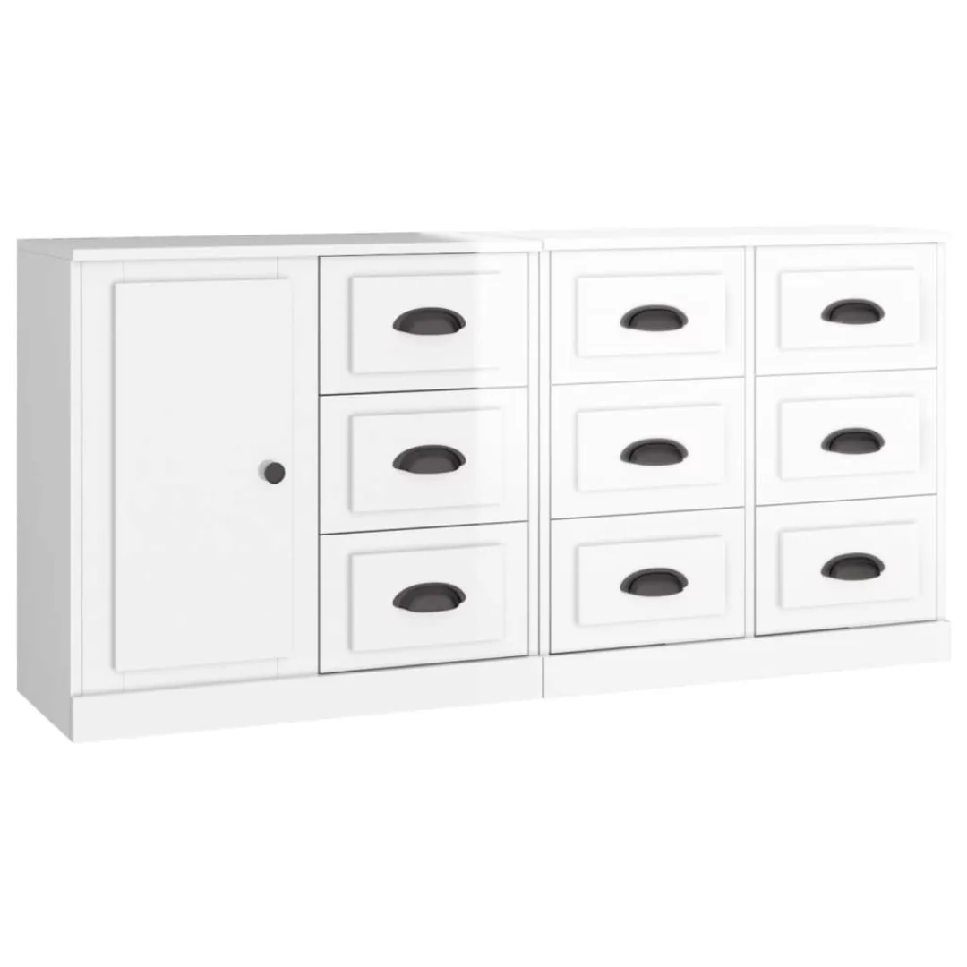 Vidaxl Sideboards 3 Stk. Weiß Holzwerkstoff günstig online kaufen