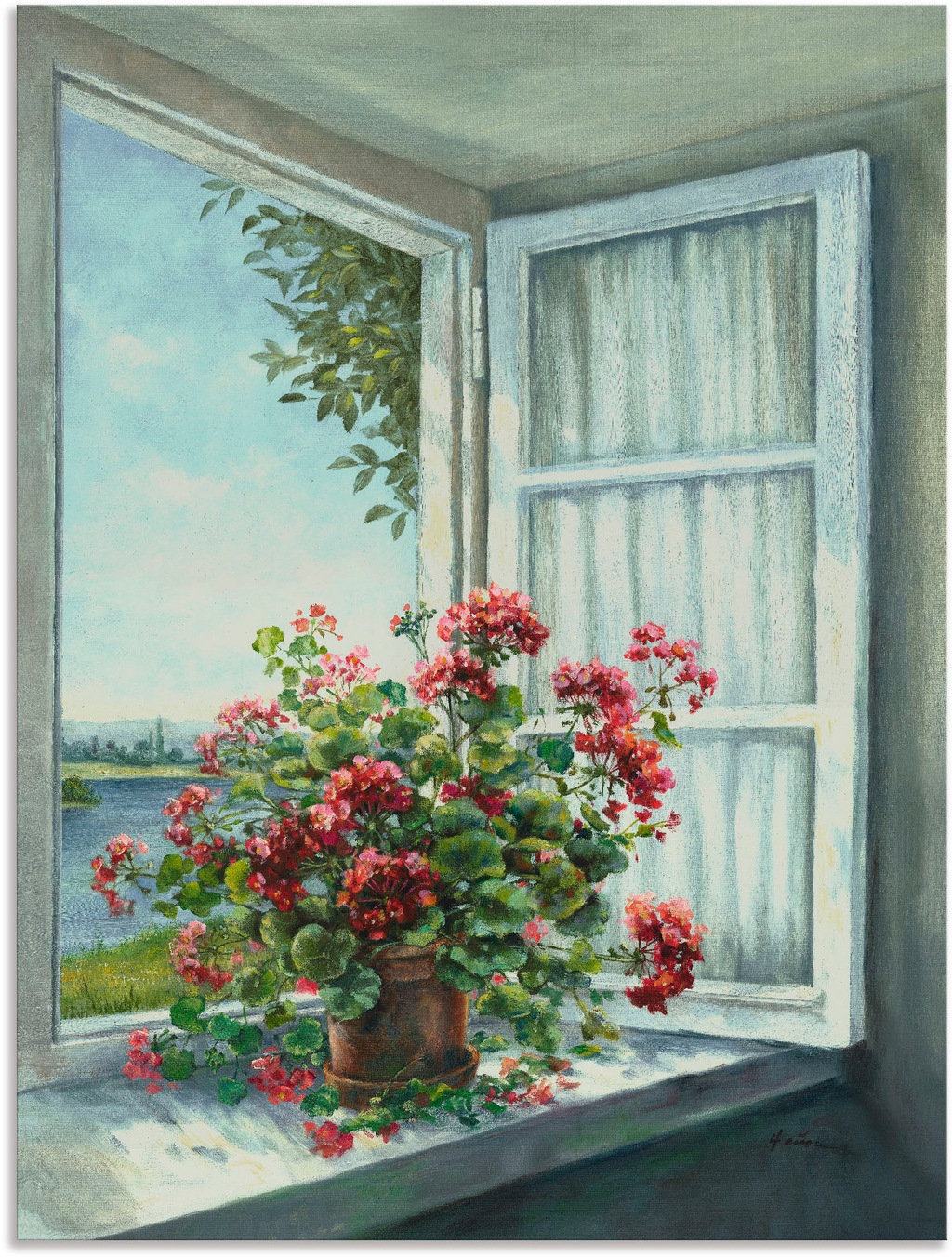 Artland Wandbild "Geranien am Fenster", Blumen, (1 St.), als Alubild, Outdo günstig online kaufen