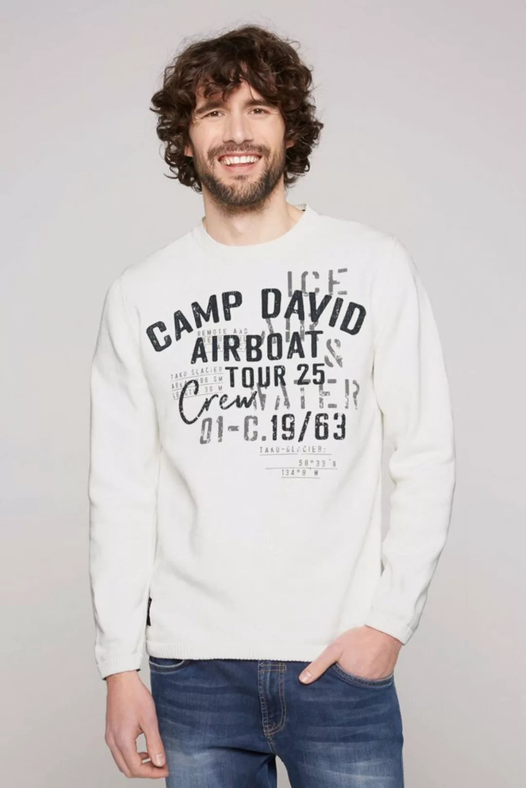 CAMP DAVID Rundhalspullover mit Logoprints günstig online kaufen