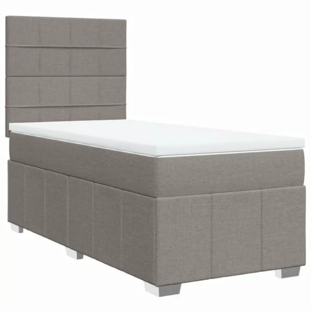 vidaXL Boxspringbett, Boxspringbett mit Matratze Taupe 90x190 cm Stoff günstig online kaufen