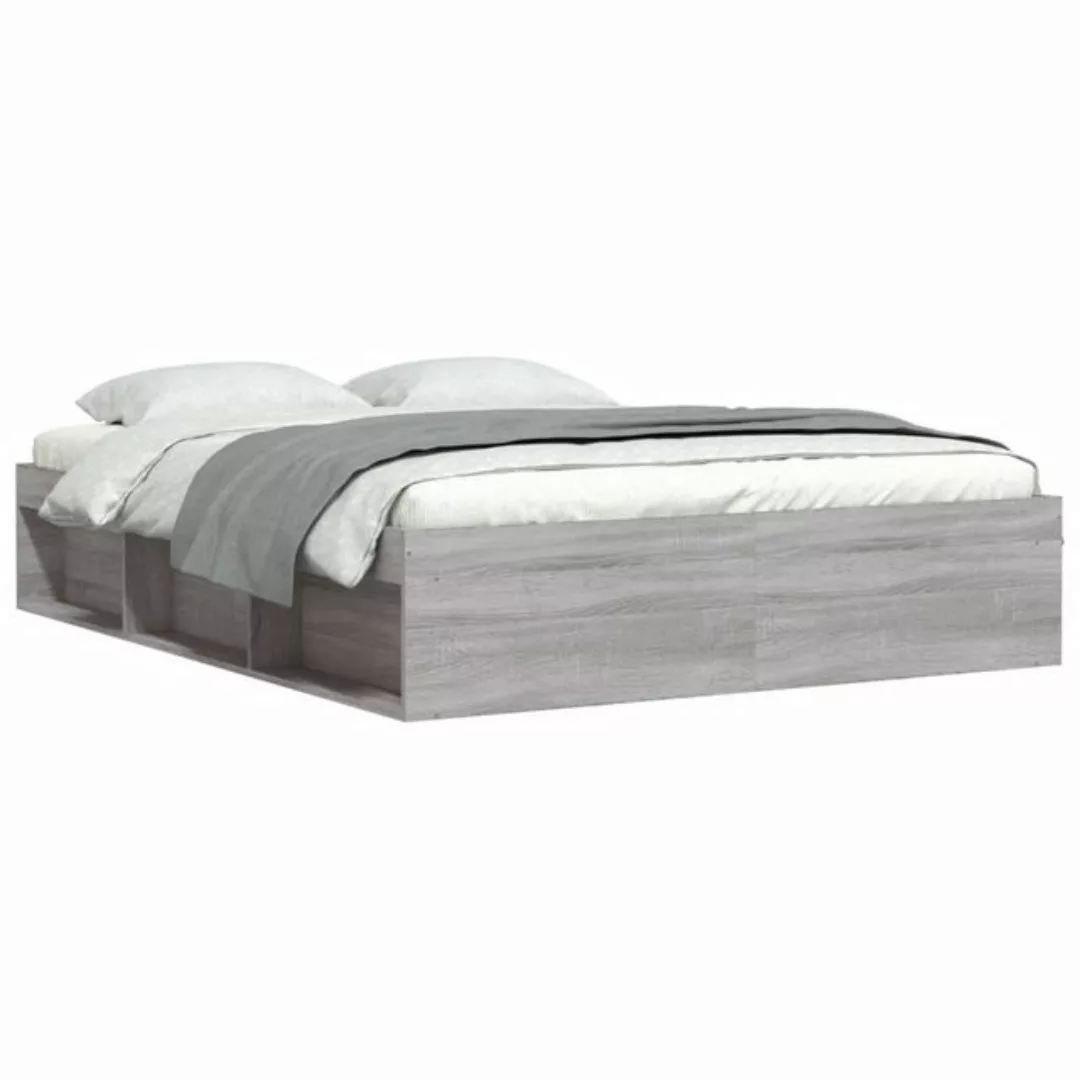 vidaXL Bettgestell Bettrahmen Grau Sonoma 140x190 cm Bett Bettgestell günstig online kaufen