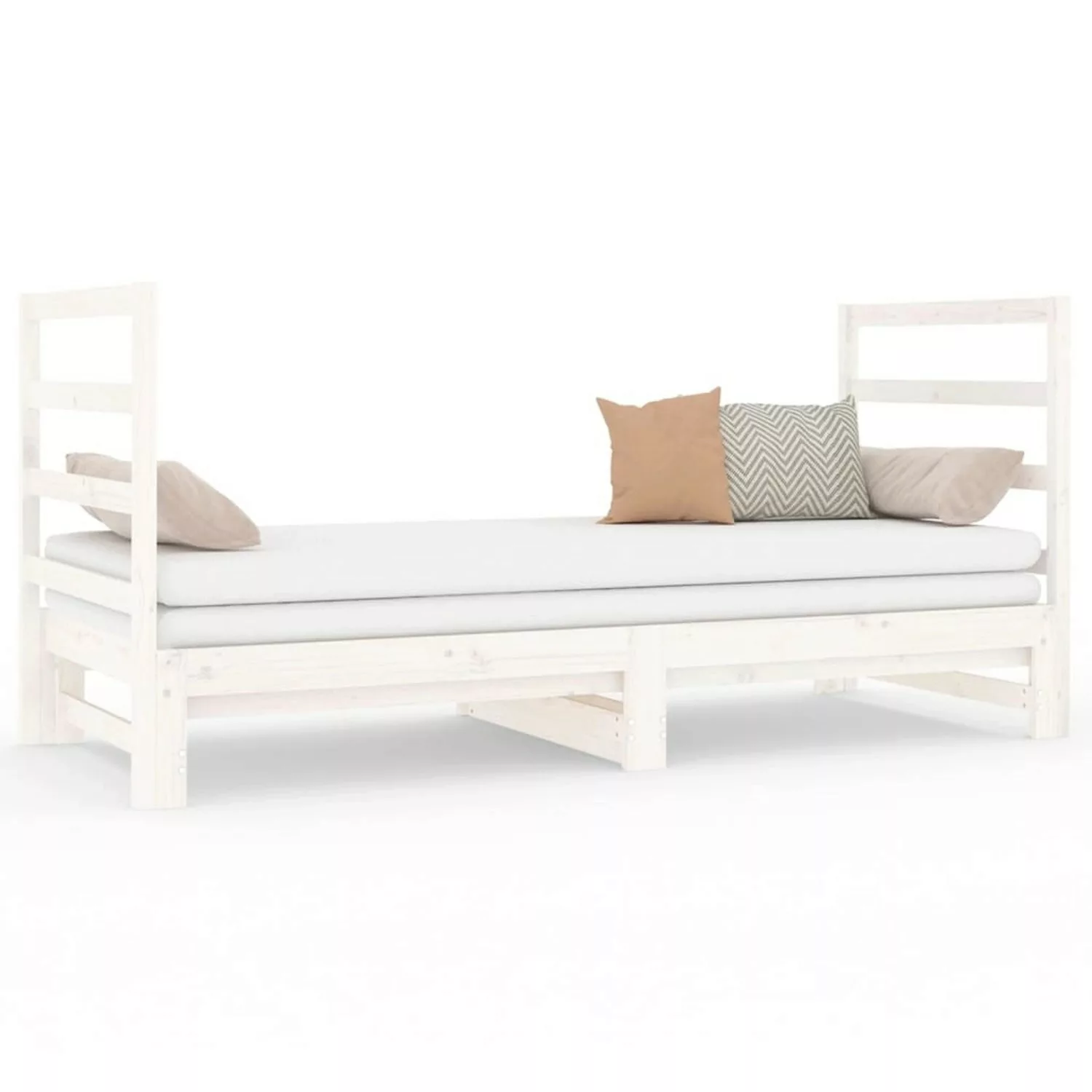 vidaXL Gästebett Gästebett Tagesbett Ausziehbar Weiß 2x90x190 cm Massivholz günstig online kaufen