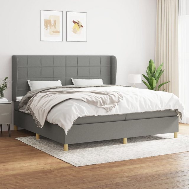 vidaXL Bettgestell Boxspringbett mit Matratze Dunkelgrau 200x200 cm Stoff B günstig online kaufen