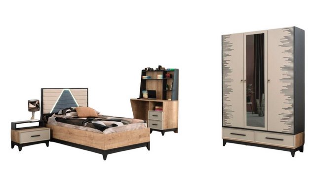 Xlmoebel Kinderbett Vollständige Kinderzimmermöbel Jugendbett Holz Set 4-te günstig online kaufen