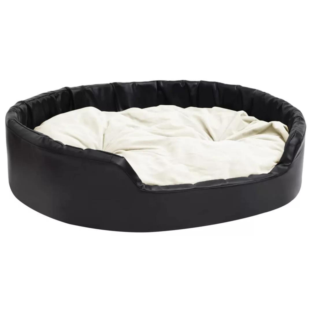 Hundebett Schwarz-beige 99x89x21 Cm Plüsch Und Kunstleder günstig online kaufen