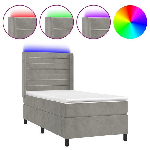 vidaXL Boxspringbett Boxspringbett mit Matratze und LED Samt (90 x 190 cm, günstig online kaufen