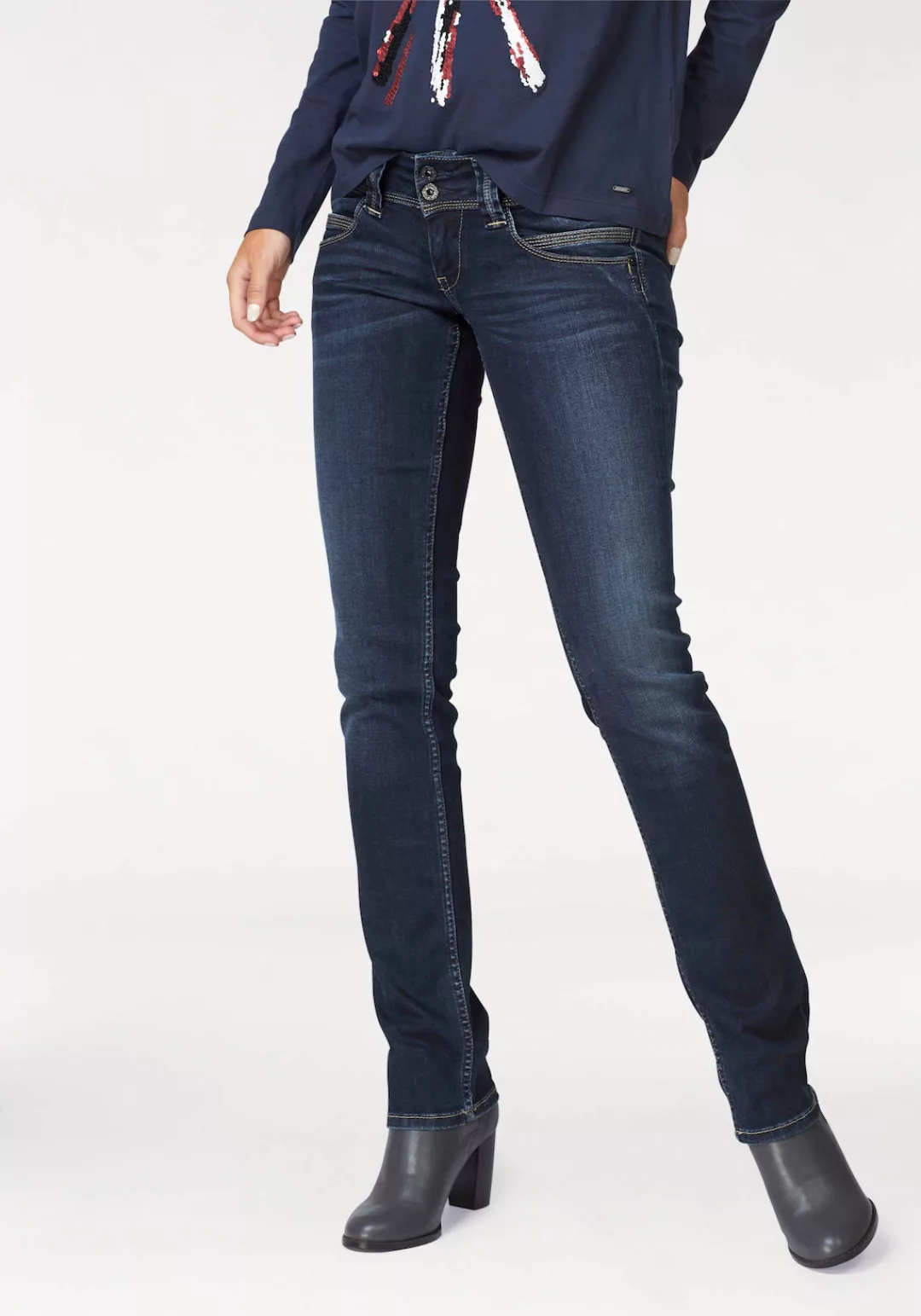 Pepe Jeans Damen Jeans Venus - Regular Fit - Blau - Blue Black Wiser günstig online kaufen