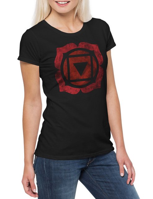 Urban Backwoods Print-Shirt Chakra Muladhara Root Damen T-Shirt Wurzelchakr günstig online kaufen