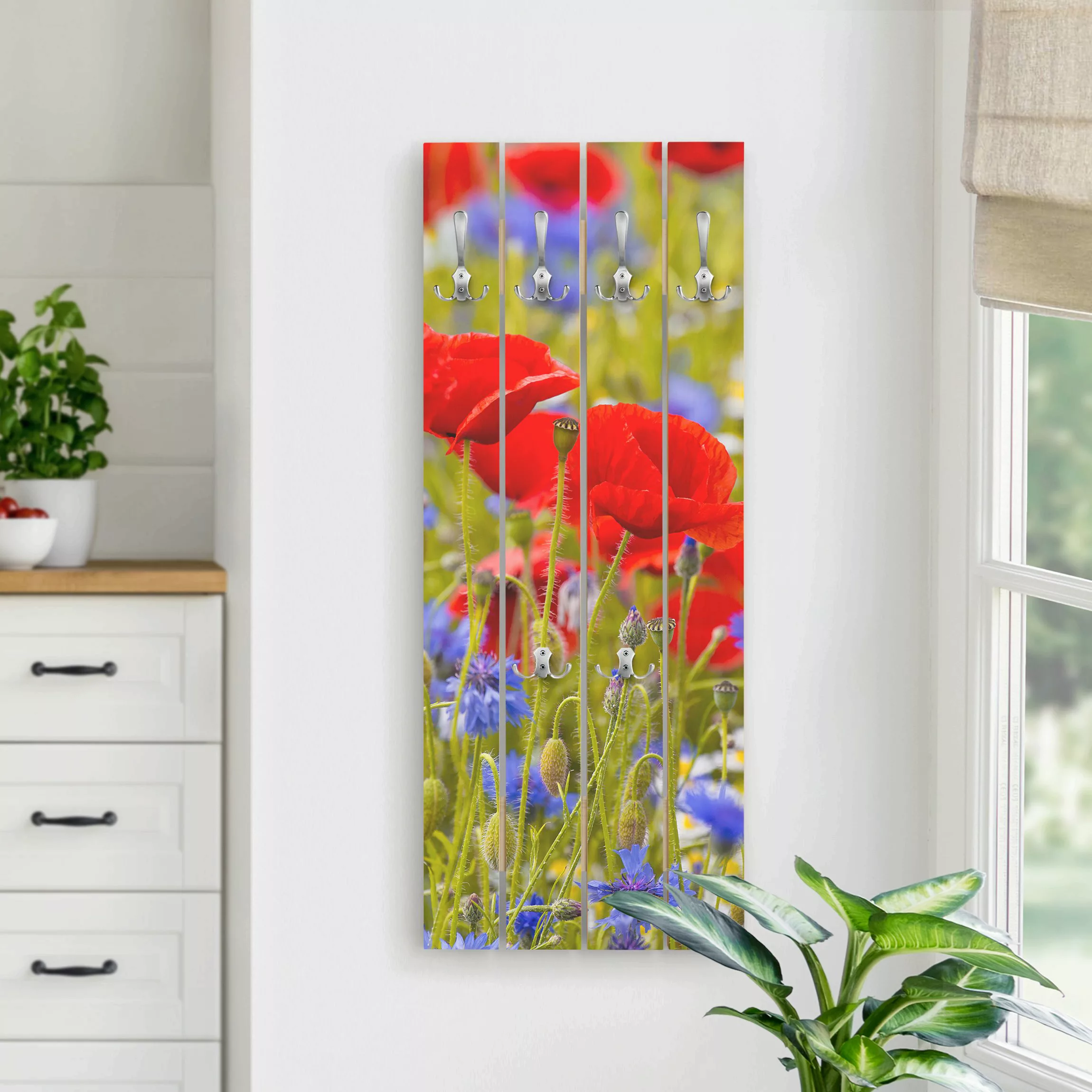 Wandgarderobe Sommerwiese mit Mohn und Kornblumen günstig online kaufen