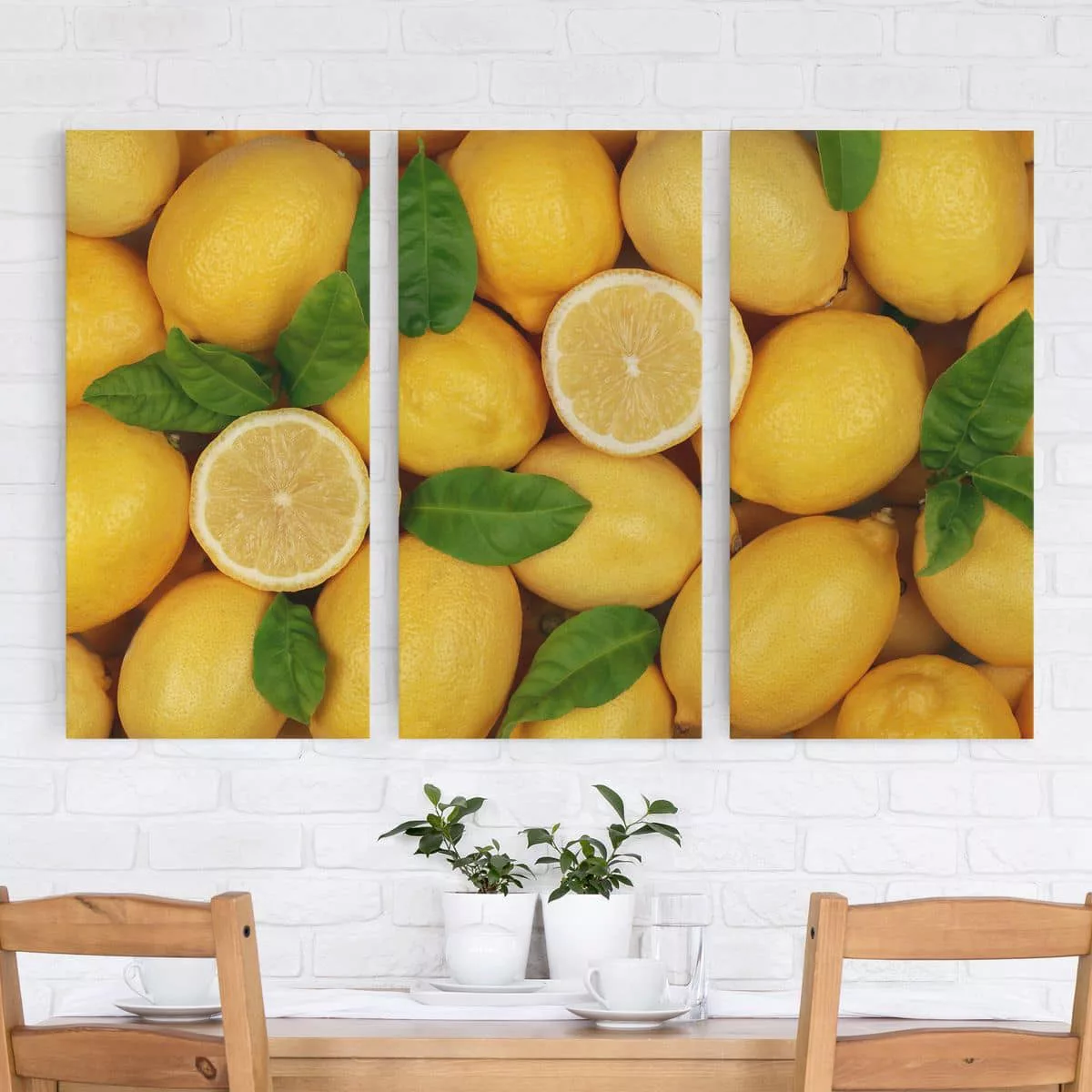 3-teiliges Leinwandbild Küche - Querformat Saftige Zitronen günstig online kaufen