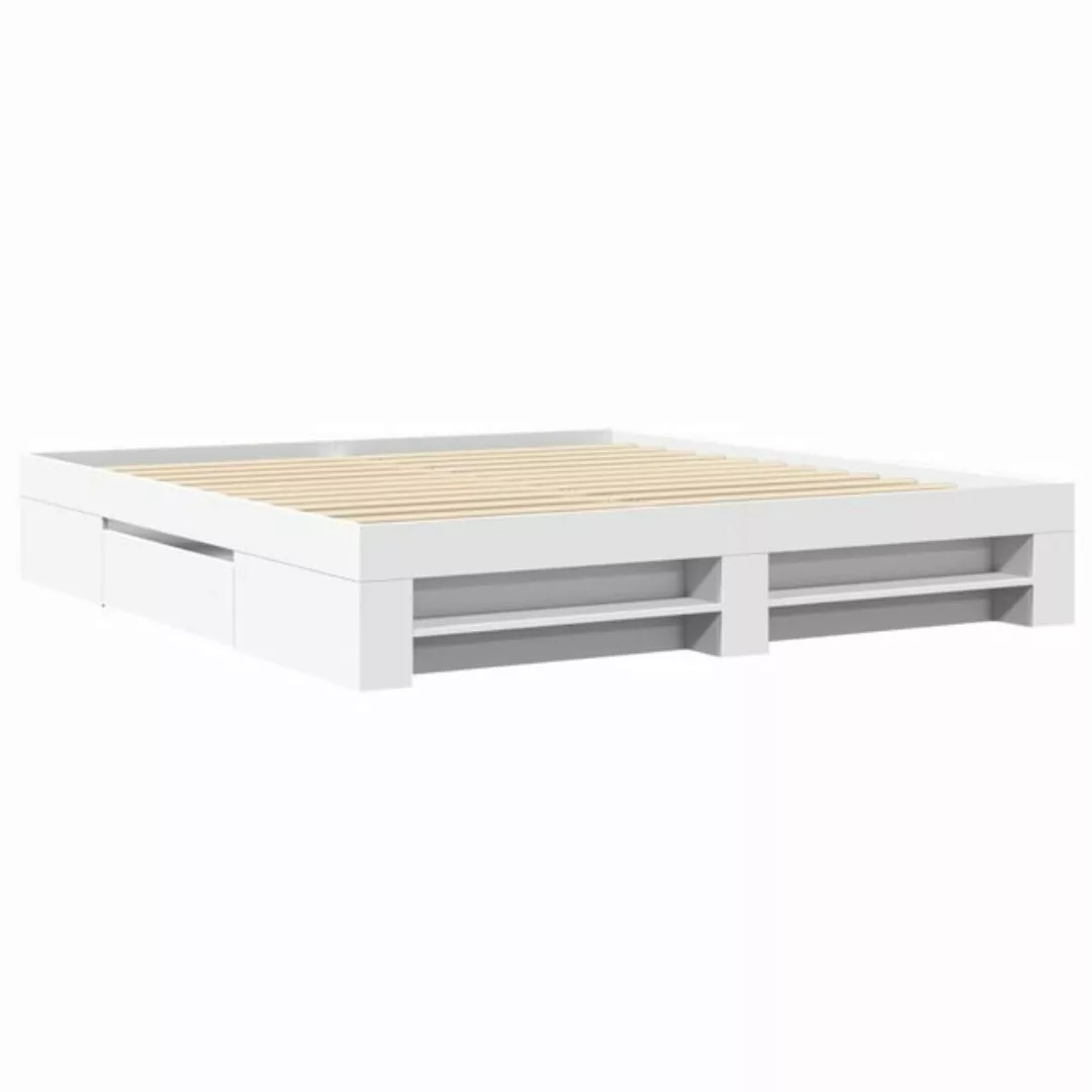 vidaXL Bett, Bettgestell Weiß 200x200 cm Holzwerkstoff günstig online kaufen