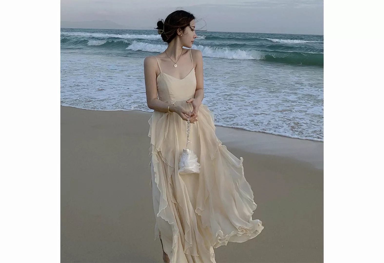 FIDDY Strandkleid Langer Sommerrock für Damen – Blumenkleid – Chiffon-Stran günstig online kaufen