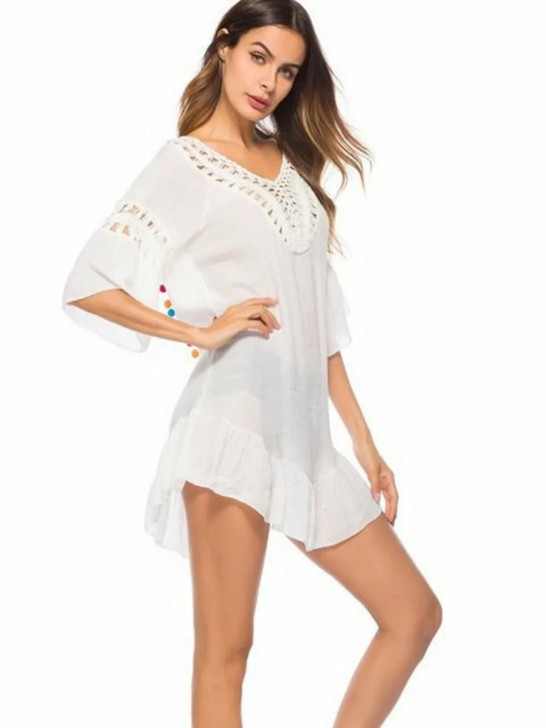 KIKI Strandkleid Sexy rückenfreies hakenförmiges hohles Blusenkleid mit Fra günstig online kaufen