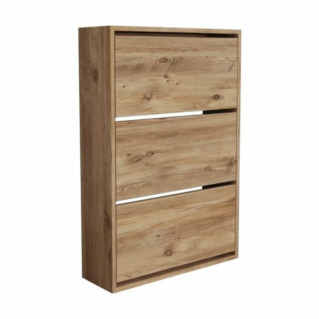 en.casa Schuhschrank »Aurskog« mit Kipptüren 110x73, 5x24cm Eiche günstig online kaufen