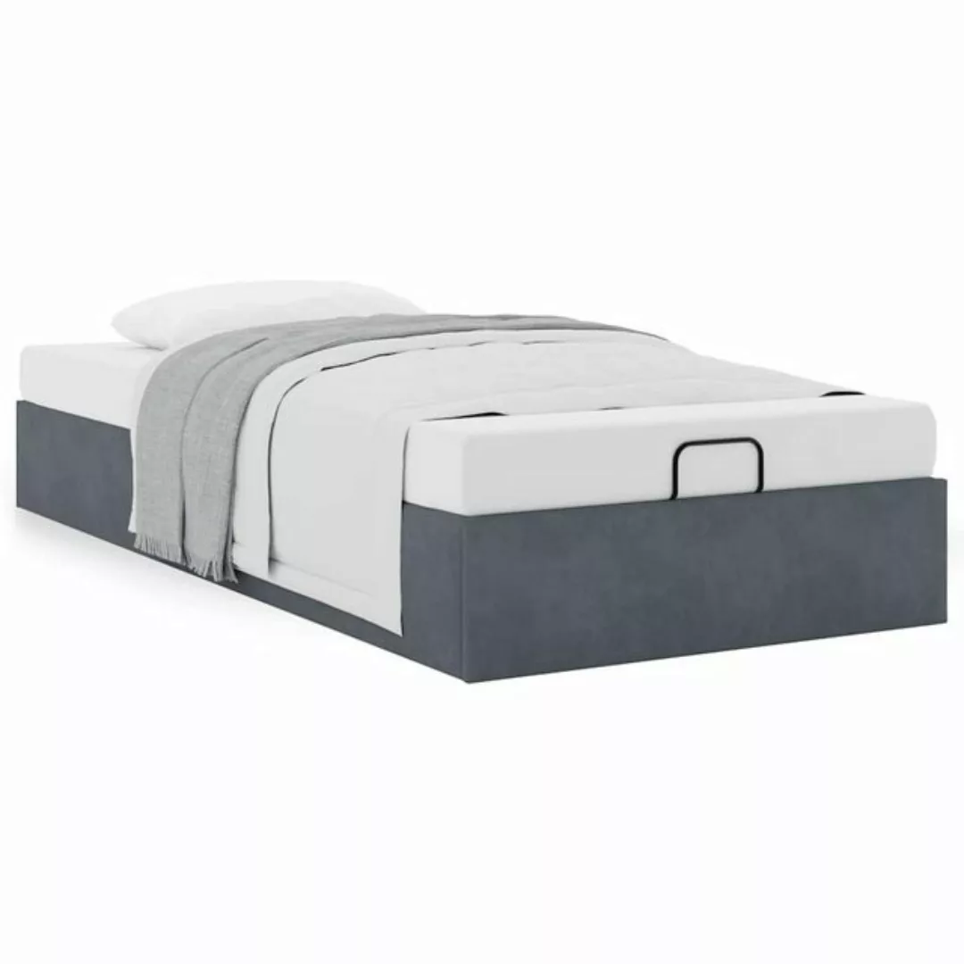 vidaXL Bettgestell Ottoman-Bett ohne Matratze Dunkelgrau 100x200 cm Samt günstig online kaufen