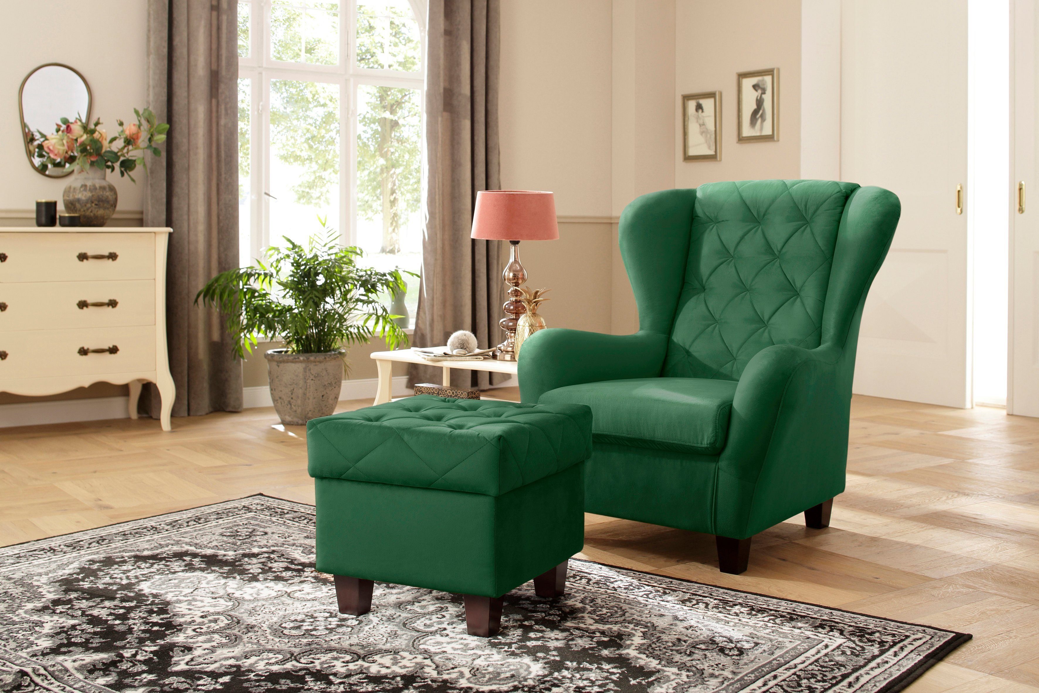 Home affaire Ohrensessel "Alexandra", incl. Hocker, mit Steppung, in vielen günstig online kaufen