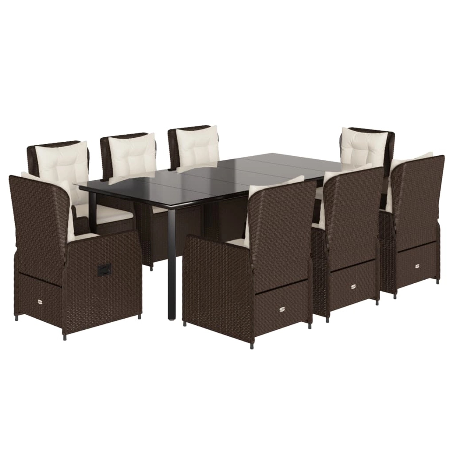 vidaXL 9-Tlg Garten-Essgruppe mit Kissen Braun Poly Rattan 3262853 günstig online kaufen