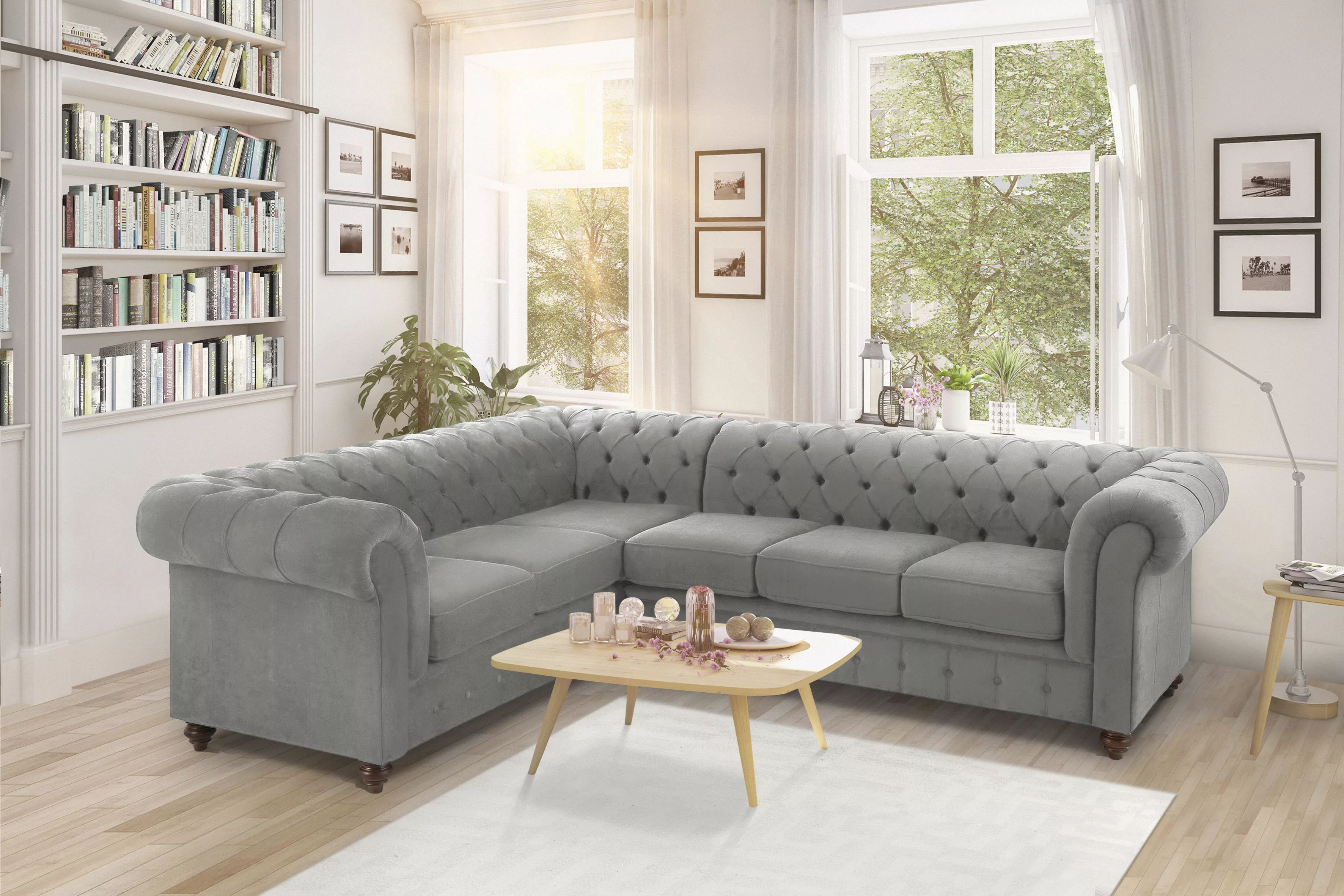 Home affaire Chesterfield-Sofa "Duc Ecksofa", hochwertige Knopfheftung im R günstig online kaufen