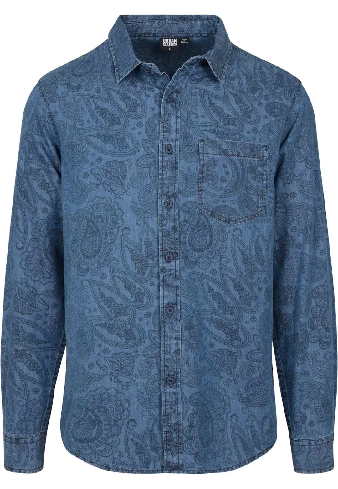 URBAN CLASSICS Langarmhemd "Urban Classics Herren Printed Paisley Denim Shi günstig online kaufen