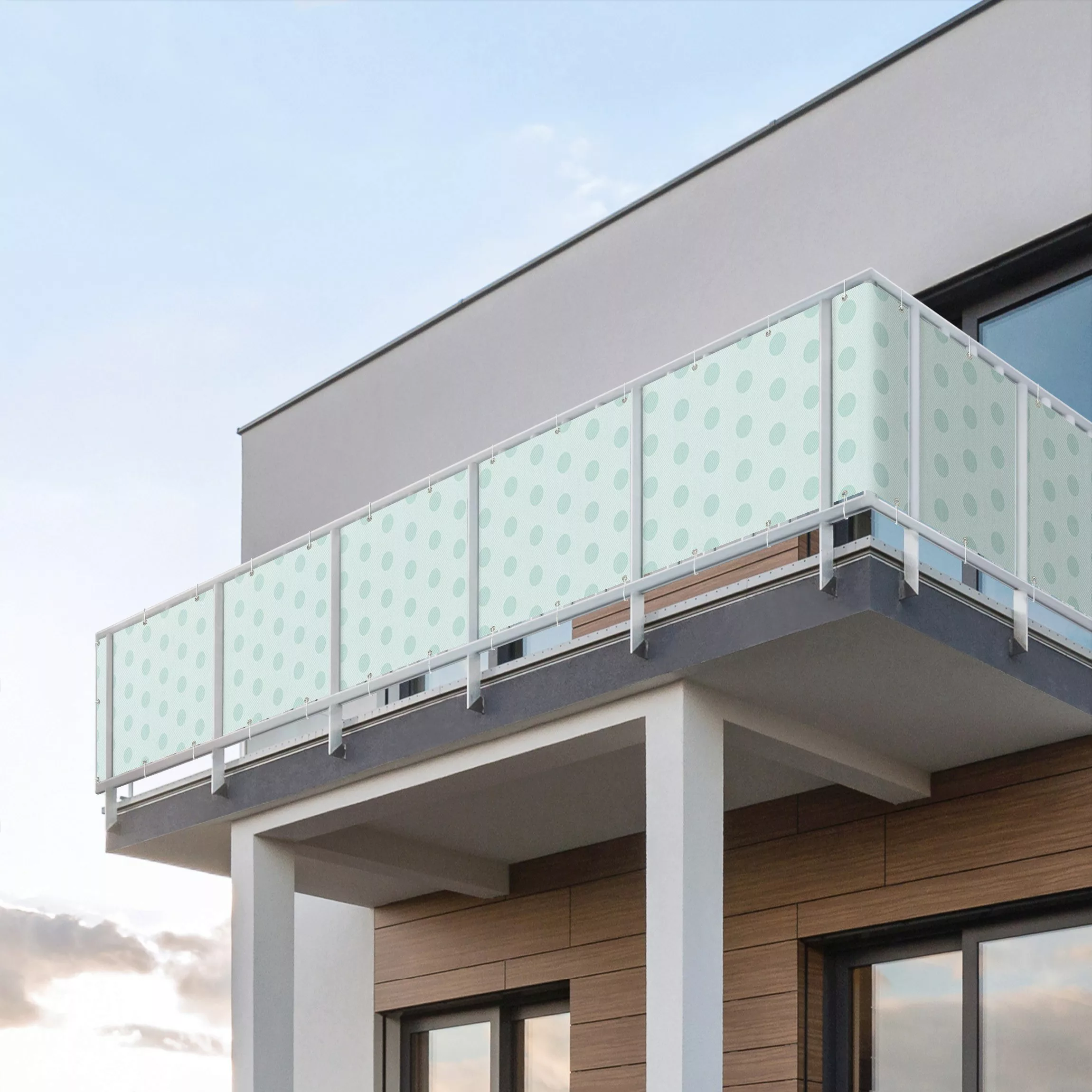 Balkon Sichtschutz Punkte in Pastell Mint günstig online kaufen