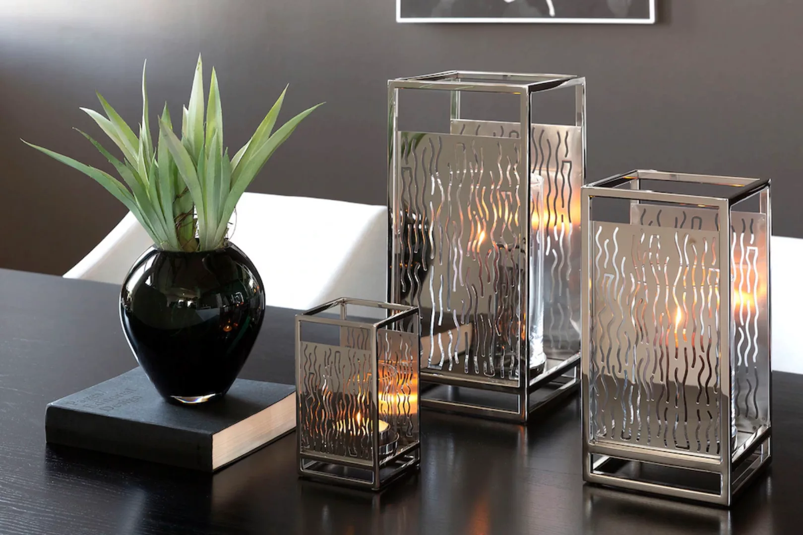 Fink Windlicht »Kerzenhalter NICOSA«, (1 St.), aus Edelstahl und Glas, mit günstig online kaufen