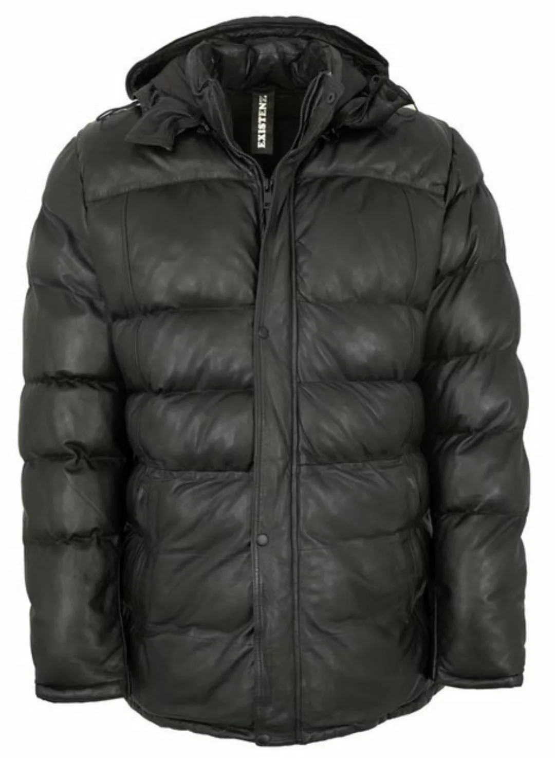 Lederjacken24 Lederjacke Massini Herren Lederjacke Steppjacke Kapuze Lammna günstig online kaufen