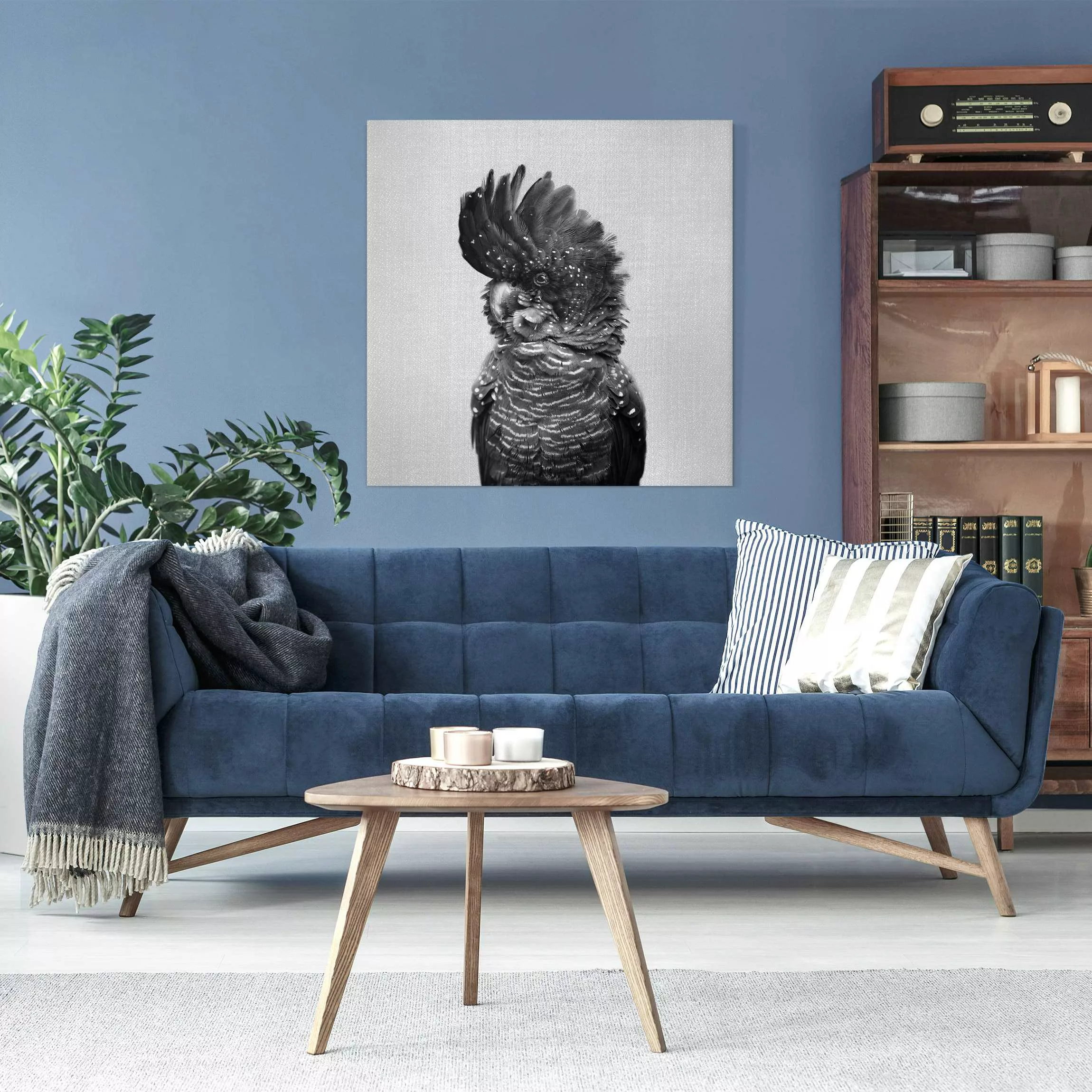 Leinwandbild Kakadu Kanye Schwarz Weiß günstig online kaufen