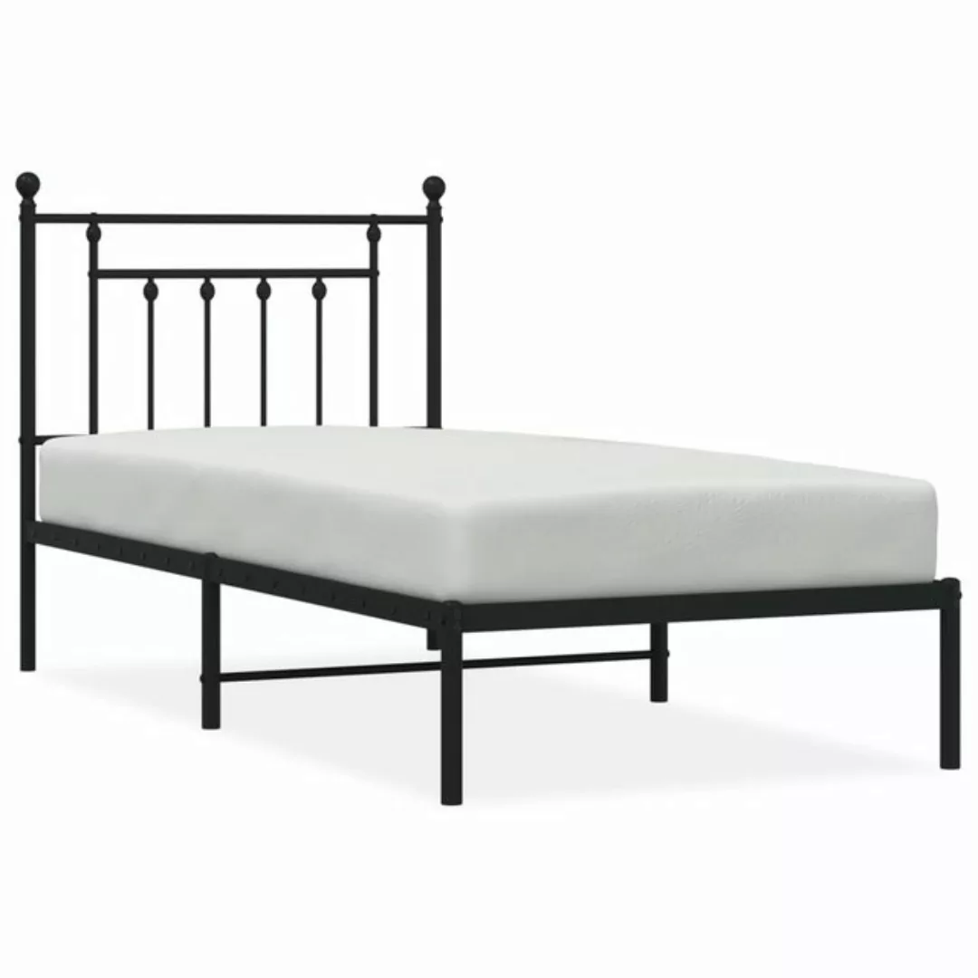 vidaXL Bettgestell, Bettrahmen mit Kopfteil Metall Schwarz 90x190 cm günstig online kaufen