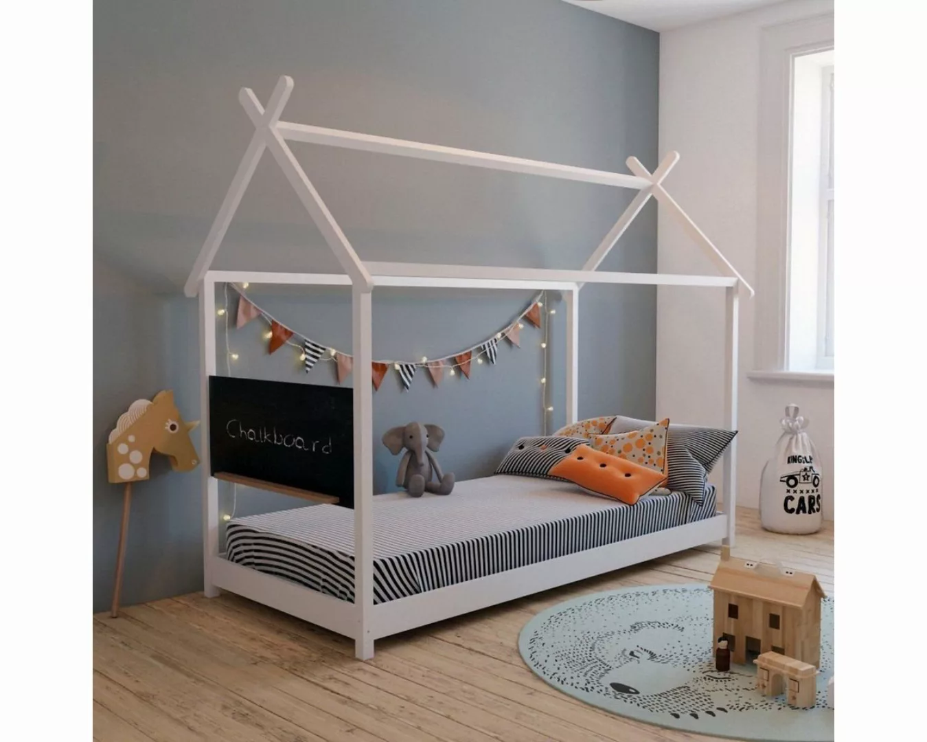 Nature Kid Hausbett Hanna Kinder Hausbett, Weiß, 90x200 cm – Kreatives Bett günstig online kaufen