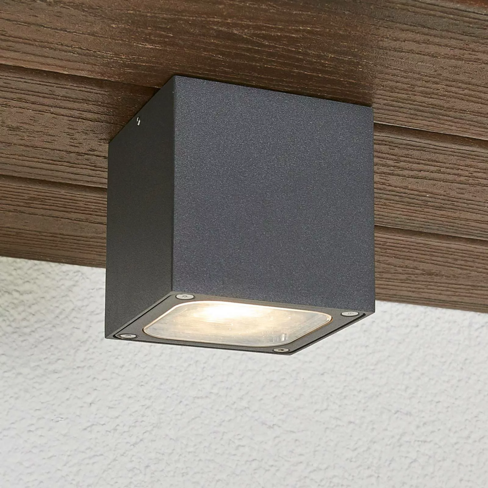 Würfelförmige LED-Außendeckenlampe Tanea, IP54 günstig online kaufen