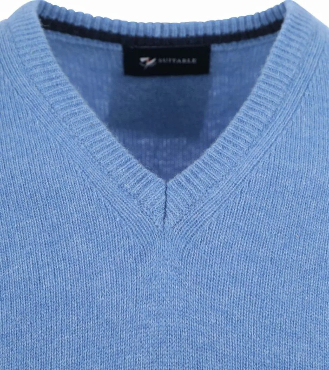 Suitable Lammwolle Pullover V-Ausschnitt Blau - Größe M günstig online kaufen
