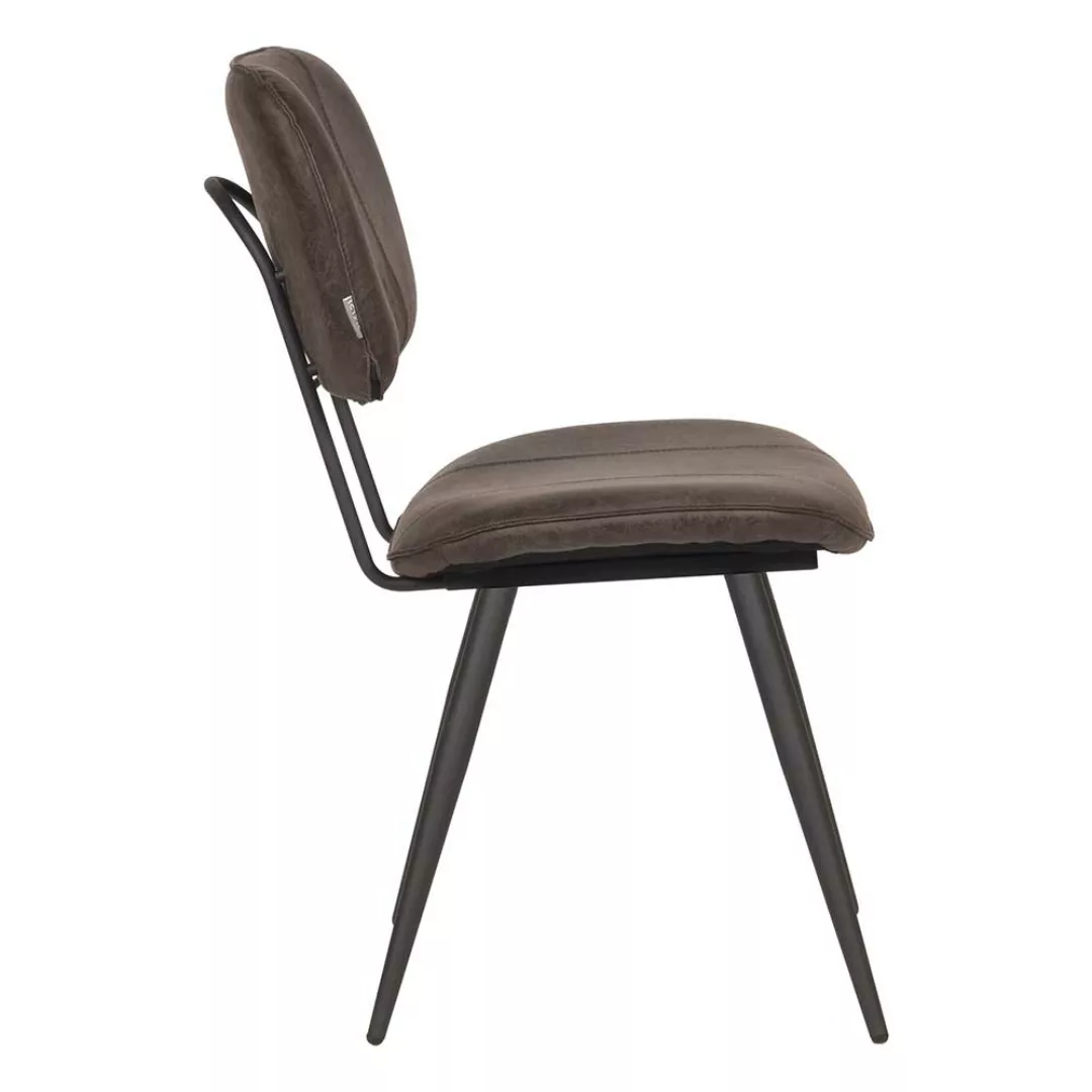 Esstisch Stuhl aus Kunstleder und Metall Anthrazit Schwarz (2er Set) günstig online kaufen