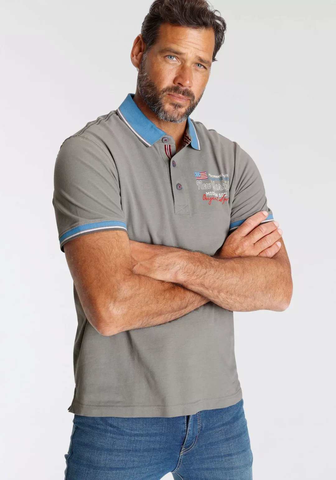 Mans World Poloshirt, Kurzarm, lässige Passform, bedruckt, Polokragen günstig online kaufen