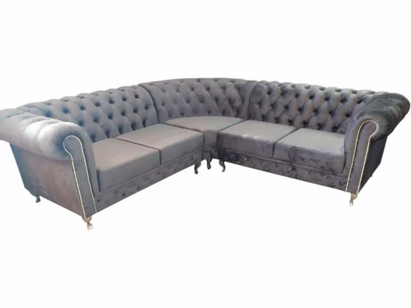 Xlmoebel Ecksofa Grau Chesterfield L-förmiges Designer Ecksofa Textil Couch günstig online kaufen