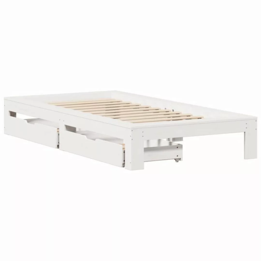 vidaXL Bett Massivholzbett ohne Matratze Weiß 100x200 cm Kiefernholz günstig online kaufen