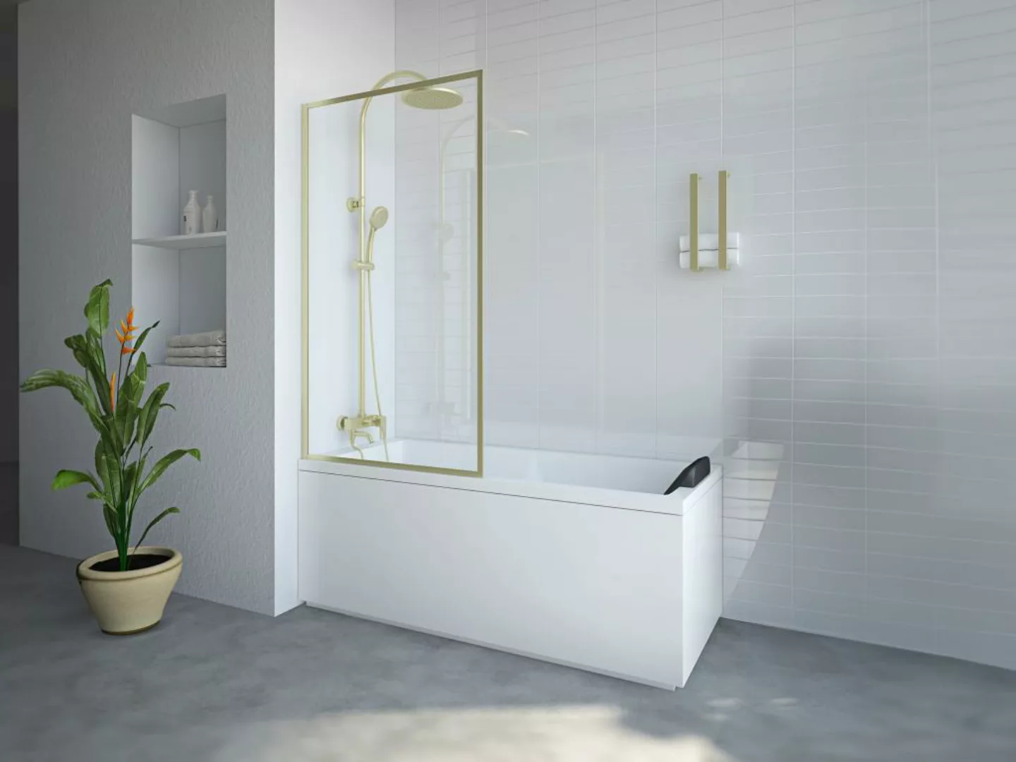 Duschtrennwand Badewanne - Industrial Style - 80 x 140 cm - Sicherheitsglas günstig online kaufen