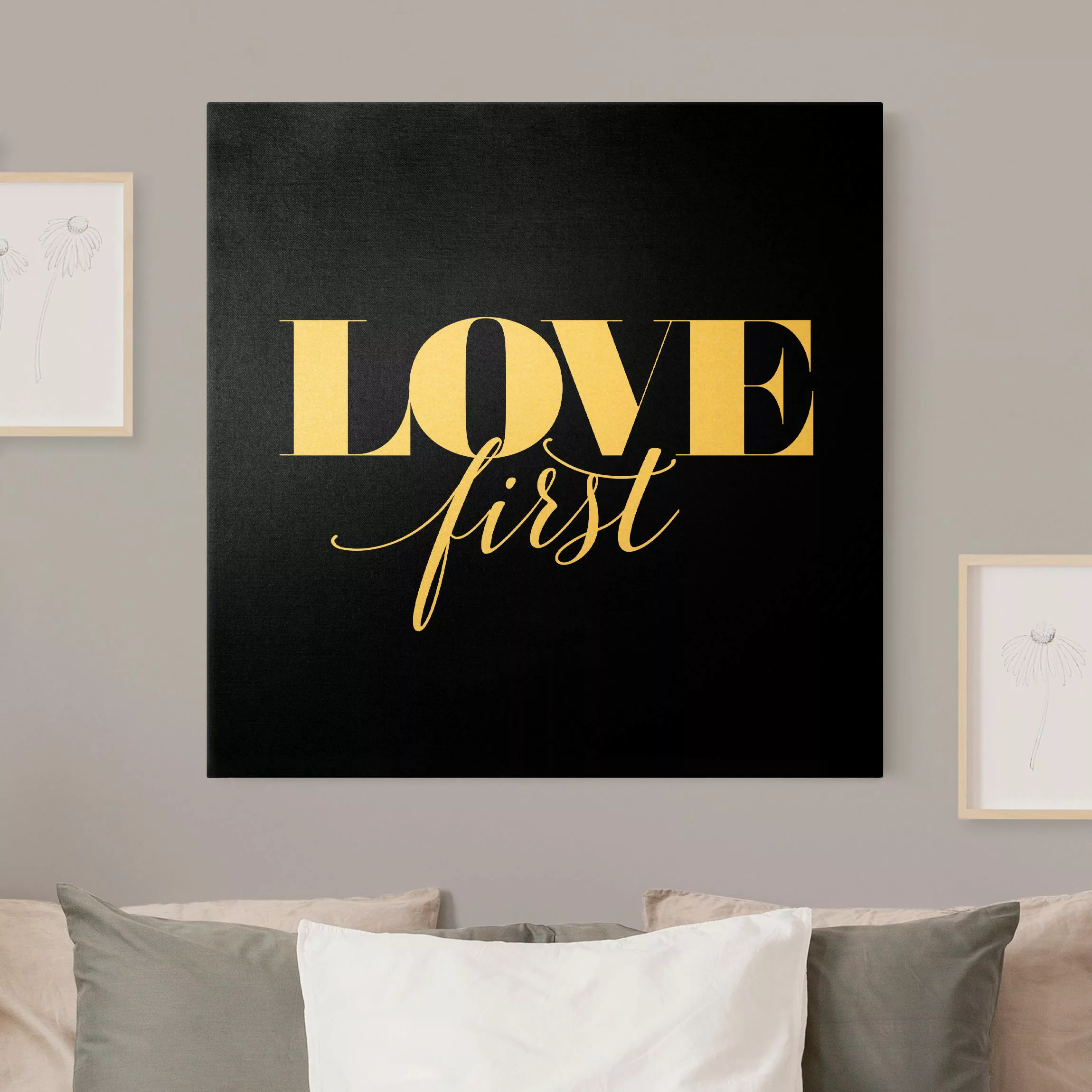 Leinwandbild Gold Love first Schwarz günstig online kaufen