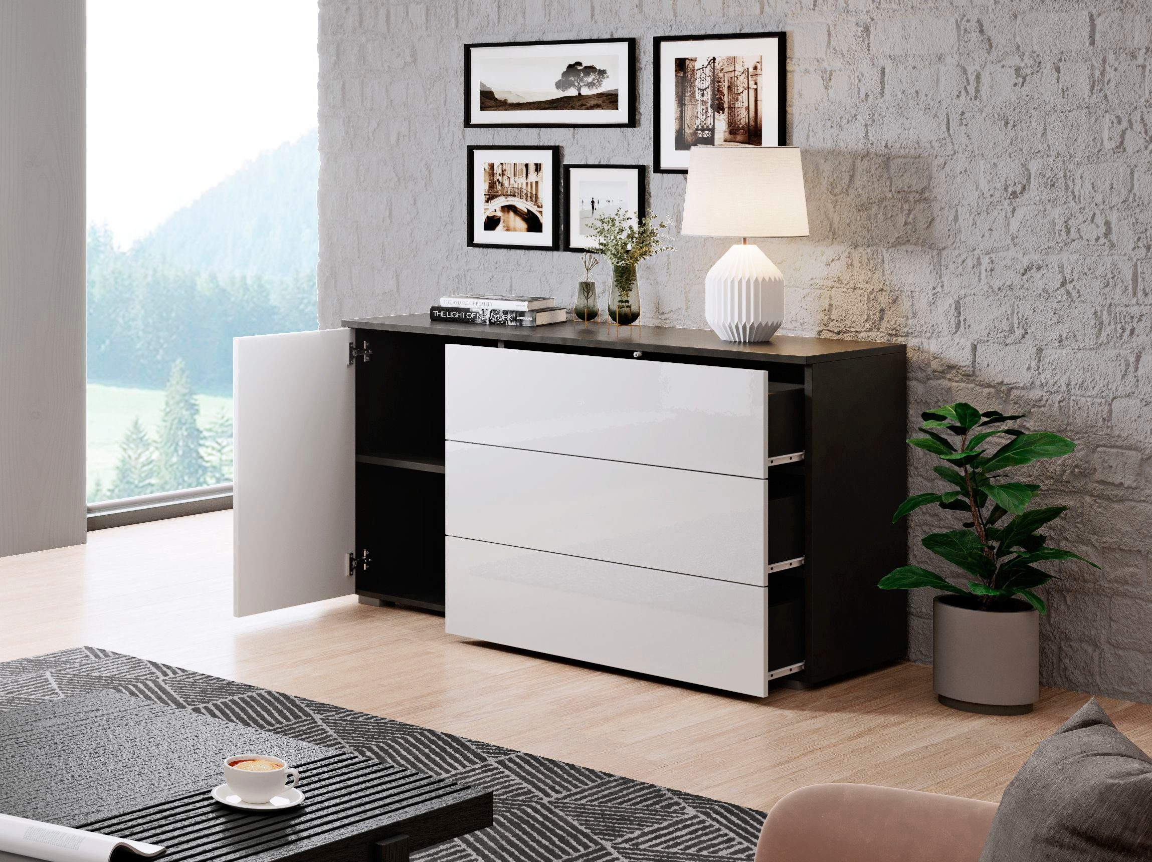 INOSIGN Sideboard "PARIS", (1 St.), Moderne 110cm breite grifflose Kommode, günstig online kaufen