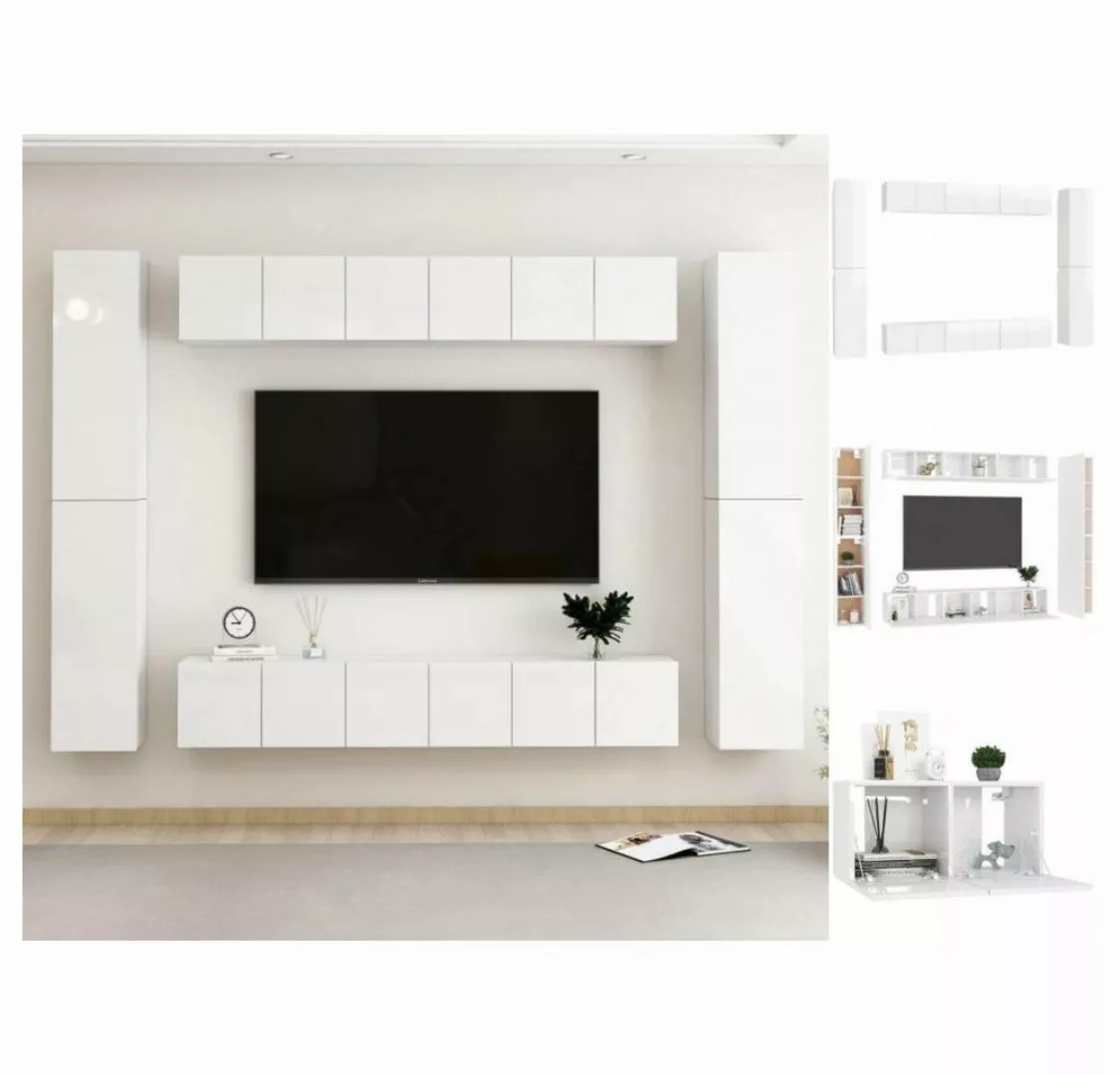 vidaXL Kleiderschrank 10-tlg TV-Schrank-Set Hochglanz-Weiß Spanplatte günstig online kaufen