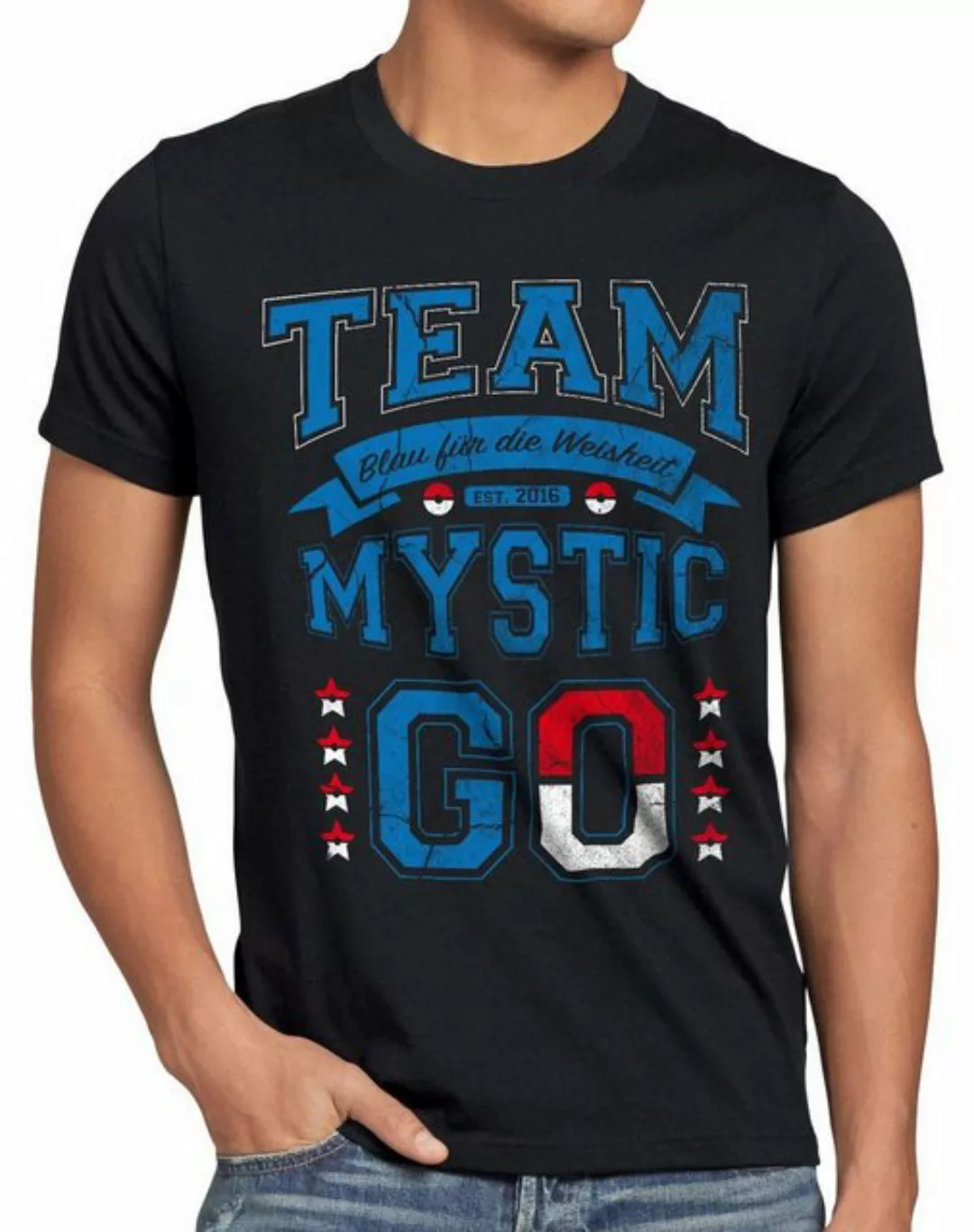 style3 Print-Shirt Herren T-Shirt Team Blau Mystic Weisheit poke go catch e günstig online kaufen